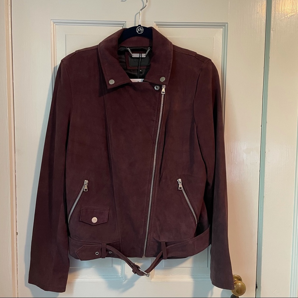 NWT UGG Suede Moto Jacket in Port